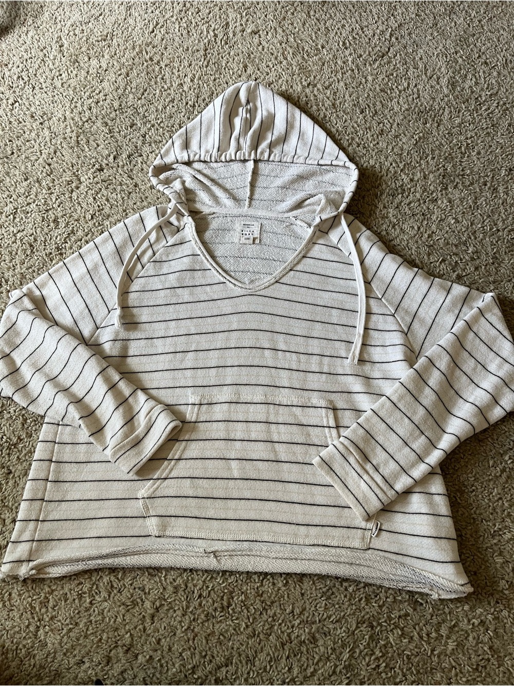 Billabong Cream Striped Knit Pullover Hoodie